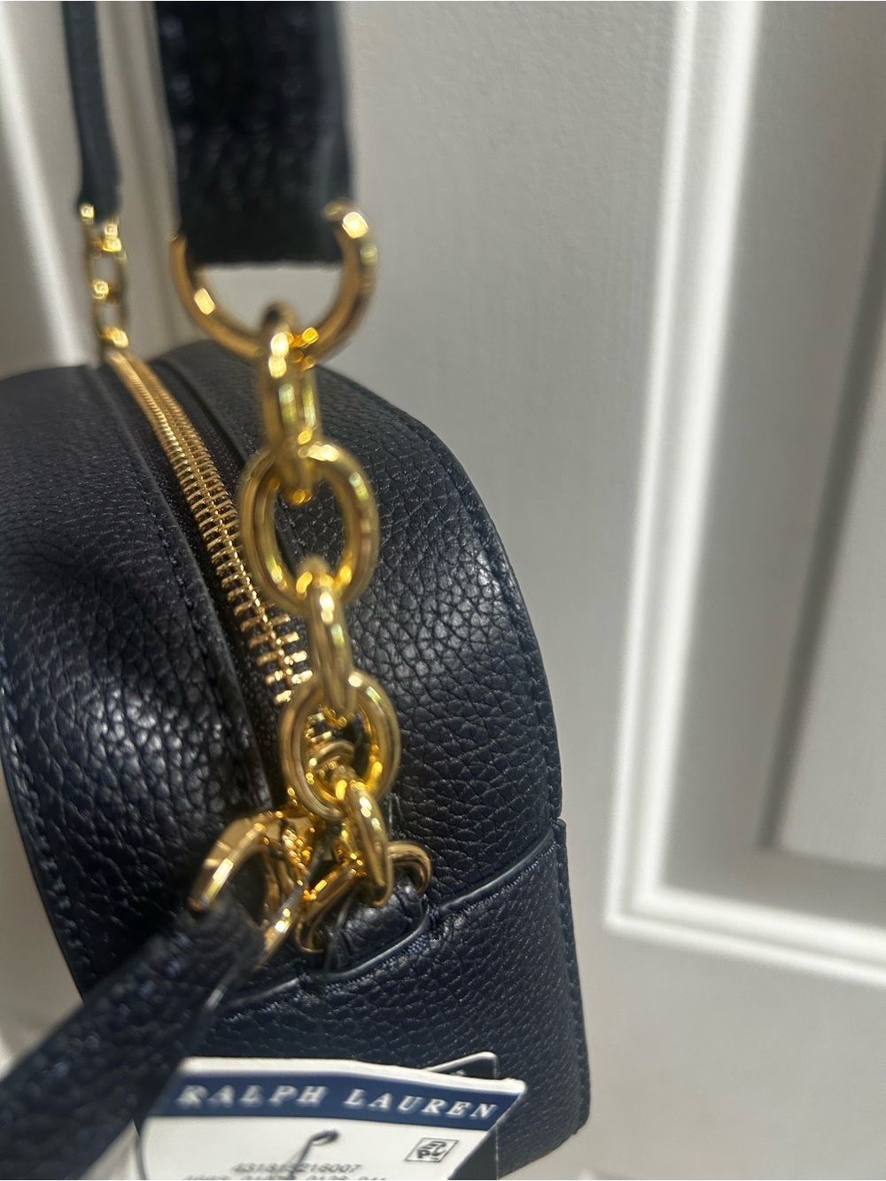 Ralph Lauren Black Camera Bag Embossed RL Pebbled Leather Crossbody - Picture 9 of 16